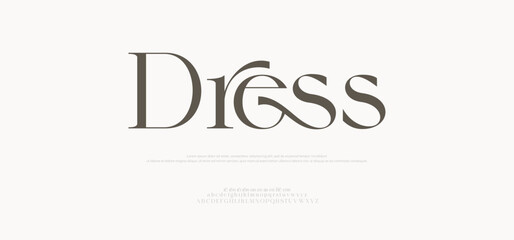 Dress Elegant alphabet beauty logo font. Minimal Fashion Design. Typography decoration logotype fonts, wedding, logos. vector illustration
