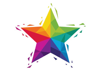 Colorful star icon with a vibrant rainbow design with copy space