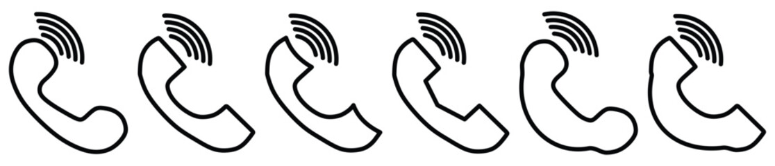 Phone set icon vector line art. Call, telephone icon symbol set.Phone character collection. Vector illustration.