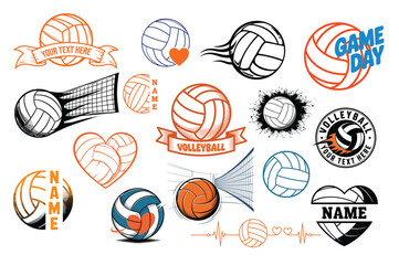 Volleyball Vector Icons and Logos Set