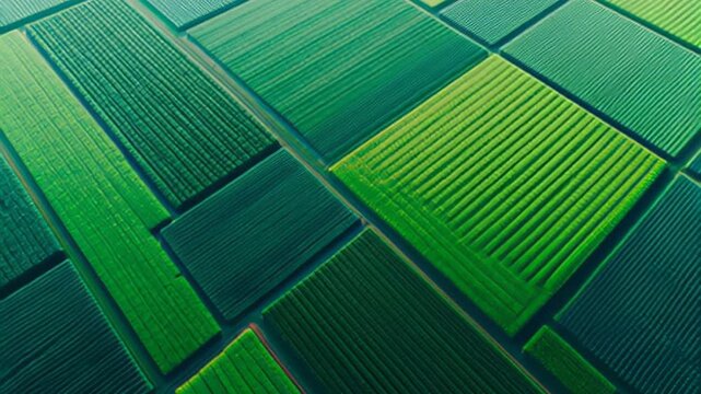 Lush green fields create stunning patchwork of nature's beauty from above