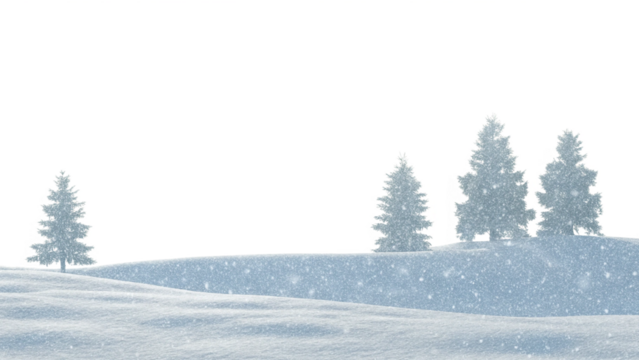 Snowdrifts and falling snowflakes created, isolated transparent background