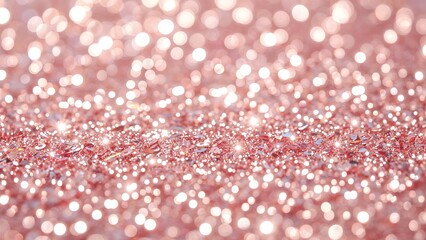 Elegant pink sequins shimmering on a radiant sunlight surface with diffused bright bokeh