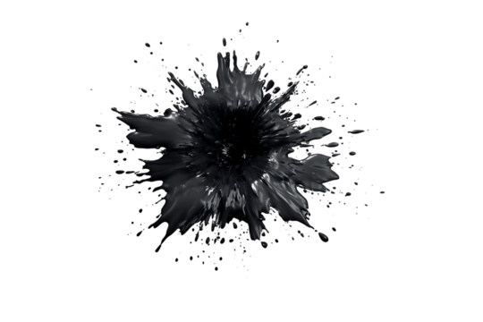 Black ink explosion, splash effect isolated.