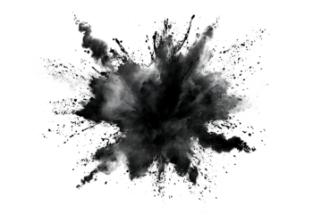 Black ink explosion, splash effect isolated.