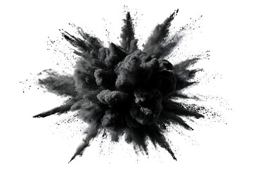 Black ink explosion, splash effect isolated.