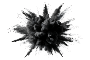 Black ink explosion, splash effect isolated.