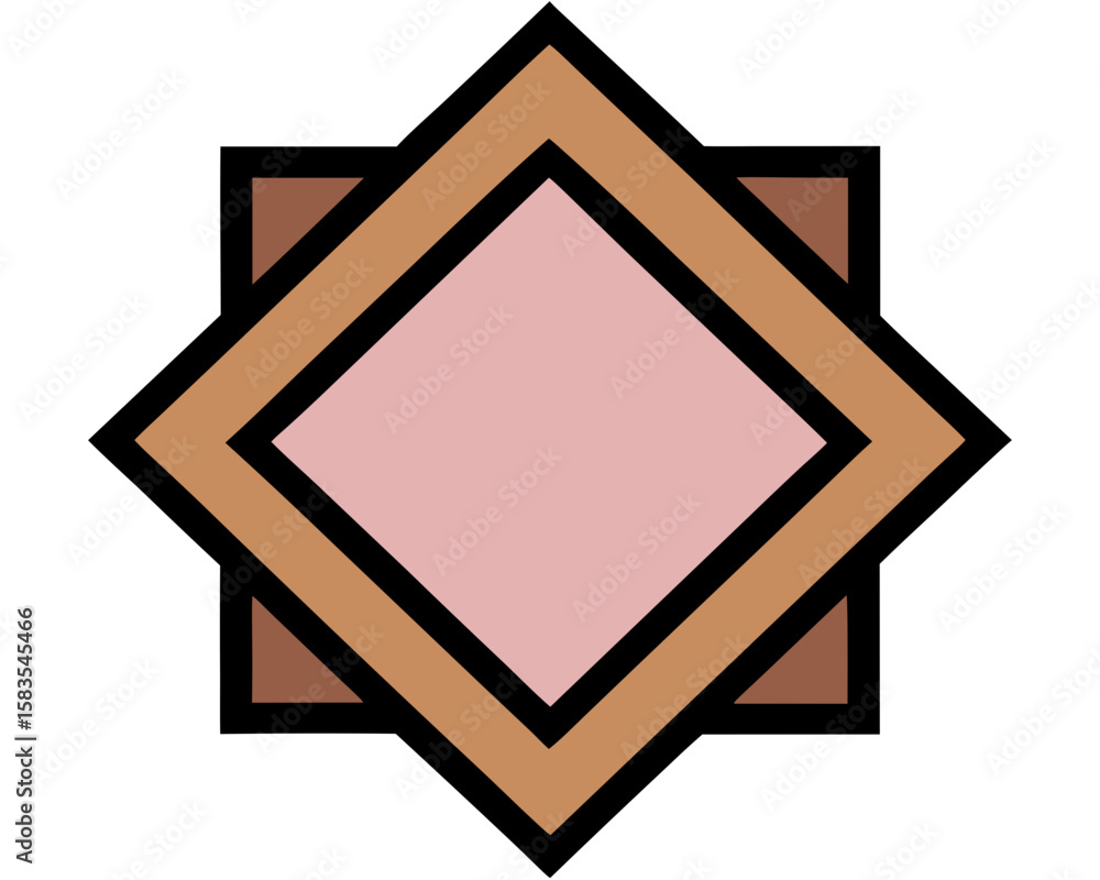 Poster a sleek geometric border features a minimalistic black outline with layered diamond shapes forming a