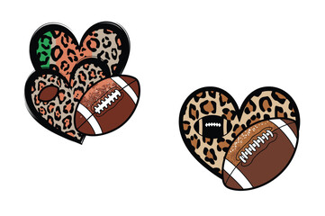 Leopard Print Football Heart Clipart