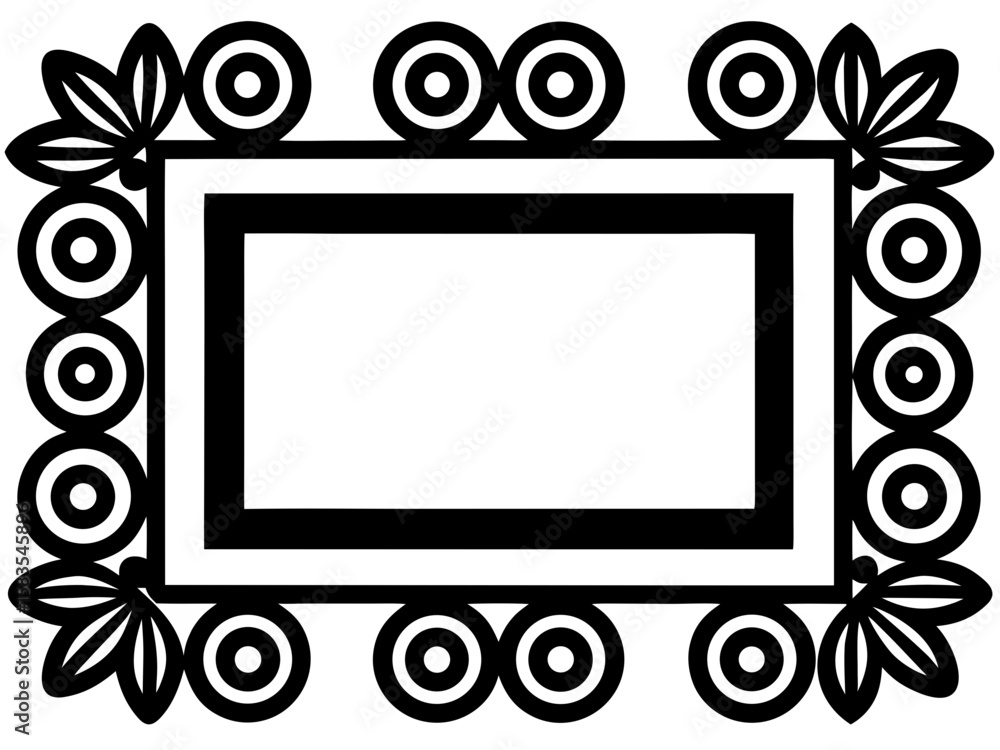 Poster an elegant rectangular border design features spiraled floral patterns and intricate maze like geome