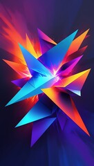 High Contrast Abstract Geometry with Vibrant Neon Glow
