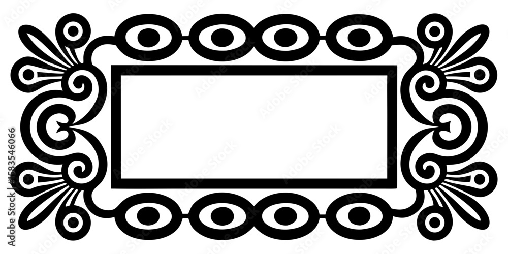 Aufkleber discover an elegant rectangular border showcasing spiraled floral patterns intertwined with maze-lik