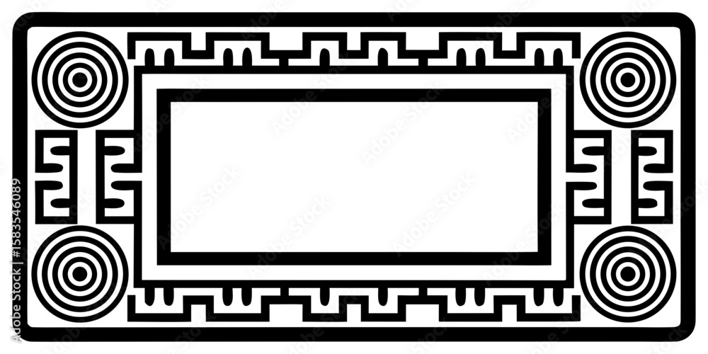 Poster explore an elegant rectangular border design featuring spiraled floral patterns and intricate maze-l