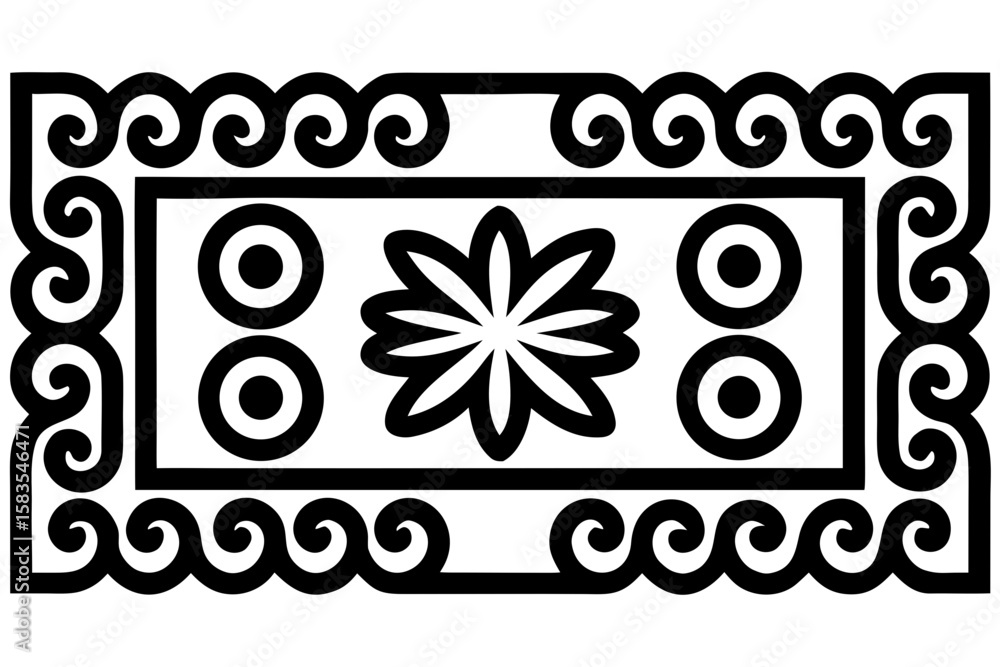 Poster discover an elegant rectangular border showcasing spiraled floral patterns and intricate maze-like g