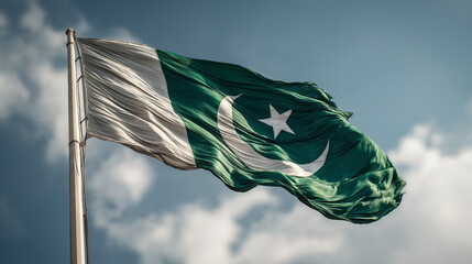 Pakistani Flag Waving in the Wind – Pakistan Day Celebration, Independence day 14 August flag