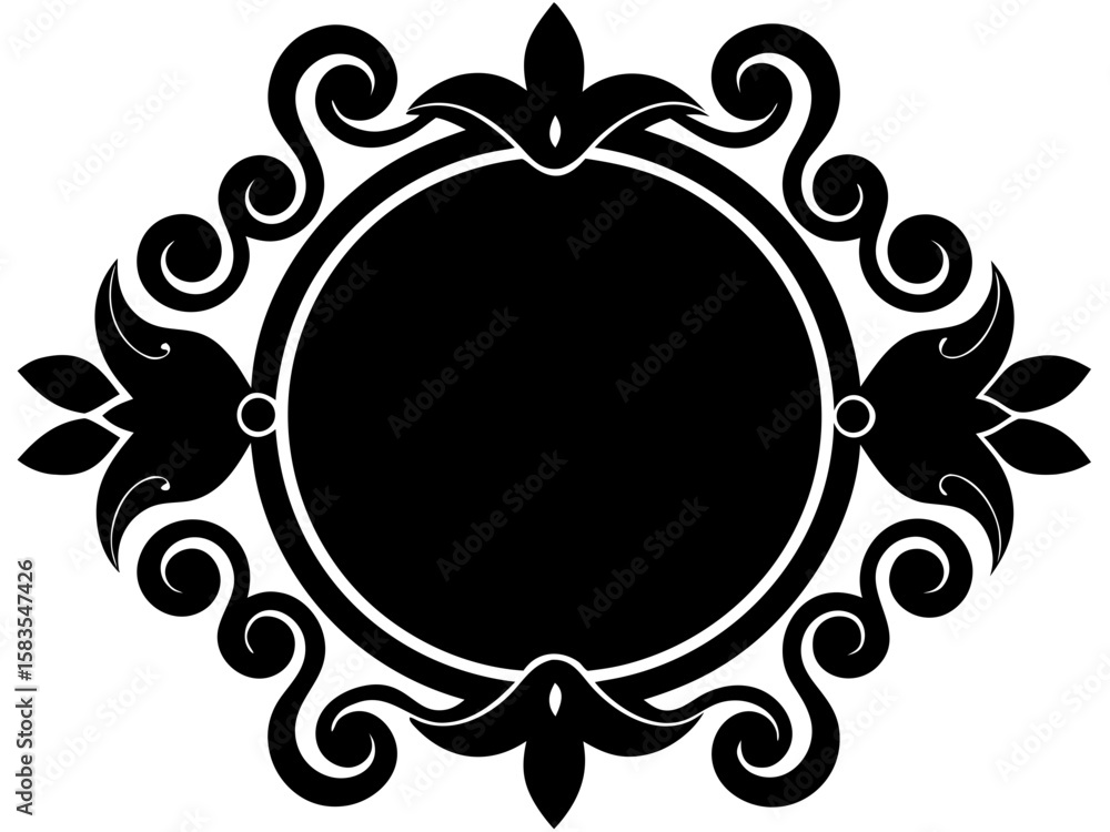 Poster an elegant rectangular frame features a sophisticated matte black finish with intricate arabesque de
