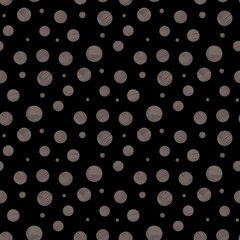 Dark Neutral Polka Dot Pattern &ndash; Hand-Drawn Textured Circles on Black Seamless Pattern