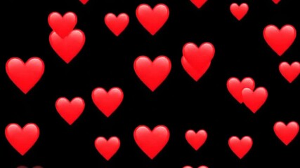 Animated Red Hearts On Black Background - Powered by Adobe