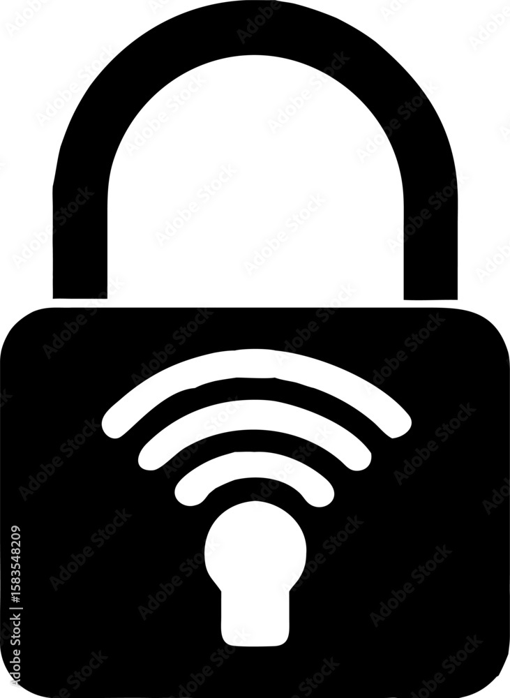 Aufkleber secure wi-fi network access icon with a closed padlock symbol for internet safety and communication 