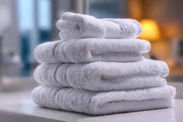 Stacked soft, white towels