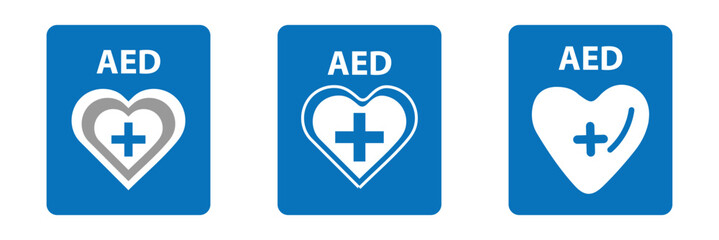 Sign indicating portable AED equipment