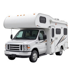 Naklejka premium White Recreational Vehicle Parked Against Transparent background