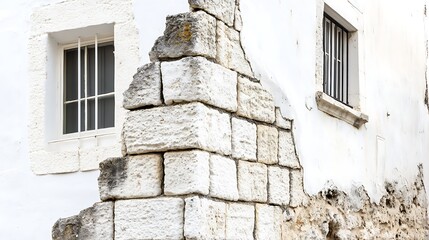 Old stone wall meets whitewashed house