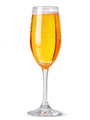 Elegant Thanksgiving Toast with Sparkling Apple Cider in Wine Glass on White Background