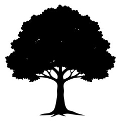 Big Tree Vector Silhouette Isolate White Background