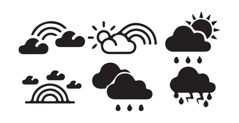Weather icons. Weather forecast icon set. rainbow, cloud and rain icon. Victor illustration eps 10