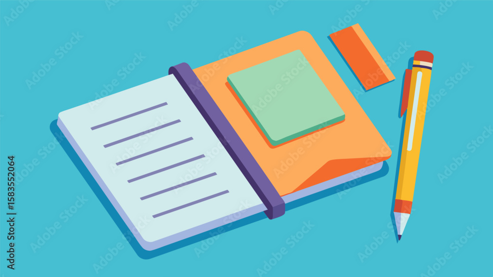 Poster notebook and pen for when you need to jot down ideas or notes without relying on technology.. vector