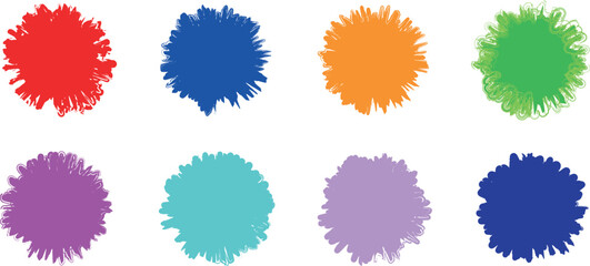 Distressed Round Grunge Stamp Collection – Isolated Colourful Circle Shapes for Ink Stamp, Seal, and Retro Badge Design Templates

