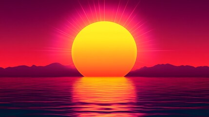 Obraz premium Sunset over a vibrant ocean