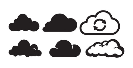 Cloud icon set. Cloud weather sign collection. cloud with lightning icon, rain cloud vector, storm cloud icon. Victor illustration eps 10