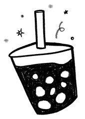 Bubble tea png sticker, cute drink doodle, transparent background