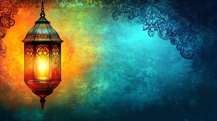 Ornamental hanging lamp, vibrant colors