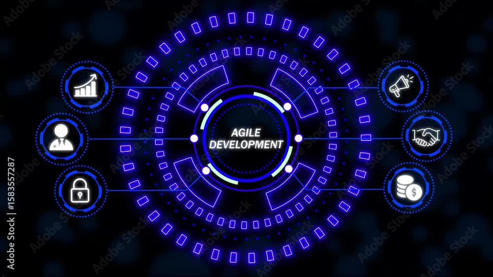 Poster business, technology, internet and network concept. agile software development. new business concept