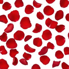 Red Rose Petals Scattered isolated PNG with Transparent Background