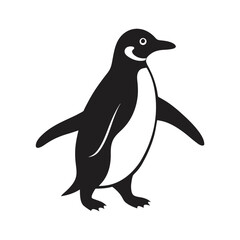 penguin waddling on ice vector art silhouette