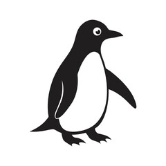 penguin waddling on ice vector art silhouette
