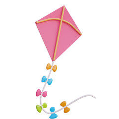 Colorful 3D Cartoon Kite Flying in the Sky