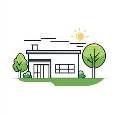 Simple house illustration with nature