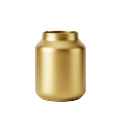 Elegant golden jar on a white background, showcasing its smooth texture and design