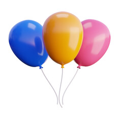 Colorful 3D Balloons Floating Against a Blue Backdrop