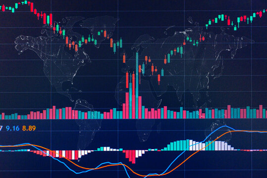 Creative forex background, economy finance business stock earth global market financial forex map chart digital investment graph background.