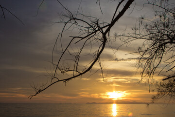 Fototapeta premium sunset on the lake