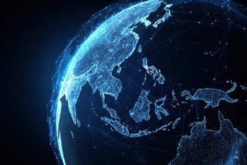 Digital globe, Asia focus, glowing network