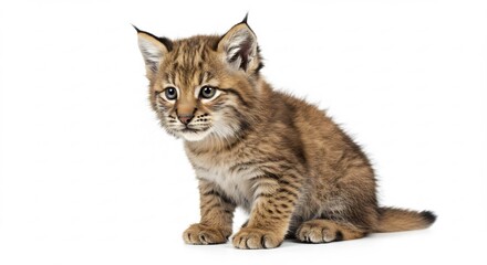 Obraz premium 愛らしい子猫 柔らかな毛並み 白い背景で輝く瞳. AI Generated