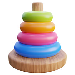 Colorful 3D Wooden Ring Stacker Toy