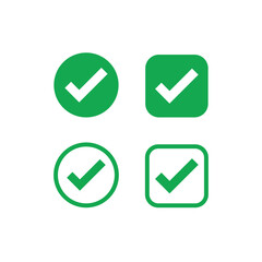 Checkmark Icon Set: A collection of green checkmark icons, in various styles and shapes, perfect for signifying approval or completion.  © Osama